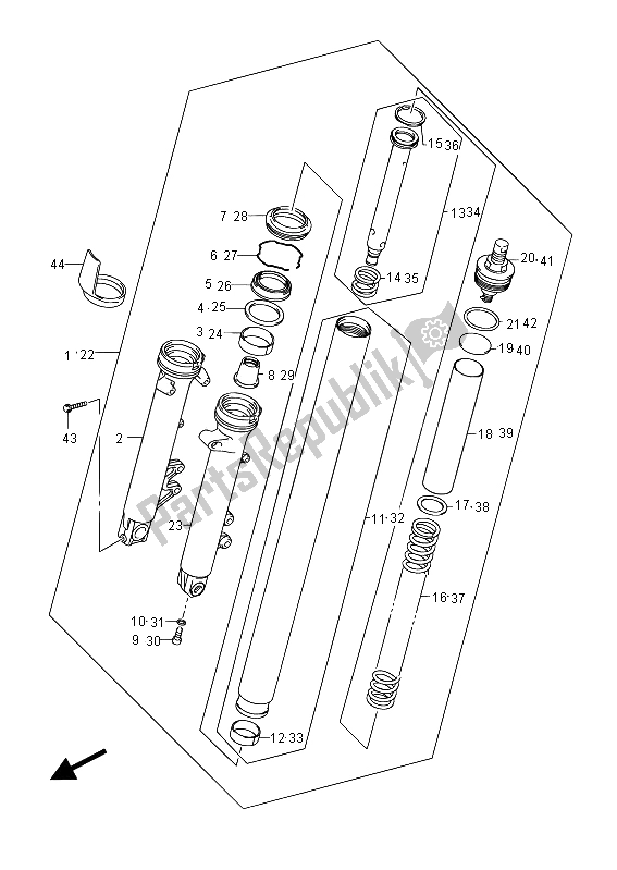 Toutes les pièces pour le Amortisseur De Fourche Avant (gsf650ua) du Suzuki GSF 650 Sasa Bandit 2012