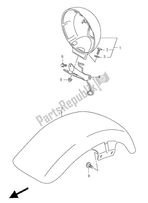 All parts for the Headlamp Housing of the Suzuki RV 125 Vanvan 2005