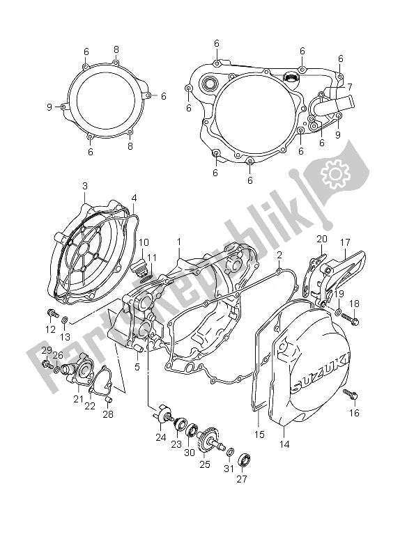 Todas las partes para Tapa Del Cárter Y Bomba De Agua de Suzuki RM 125 2007