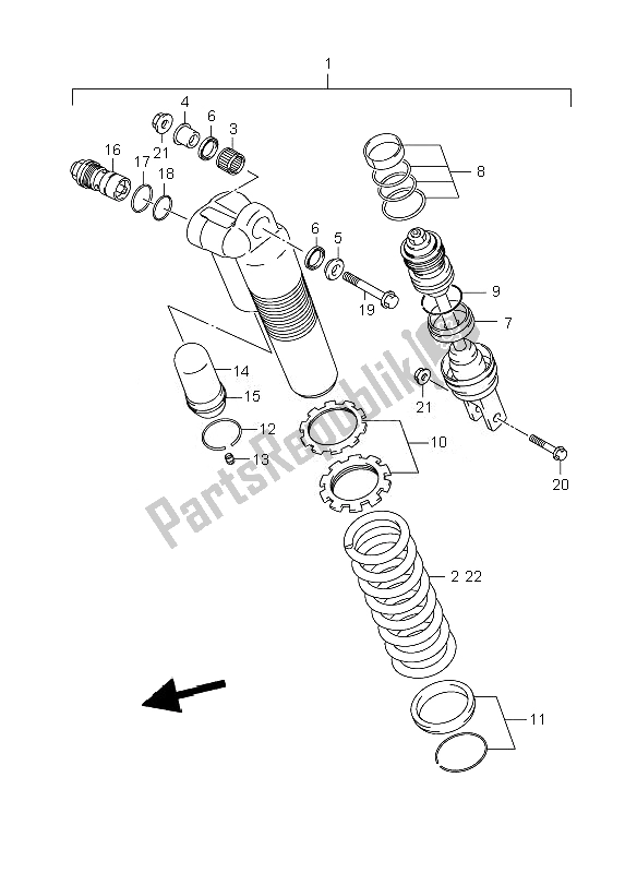 All parts for the Rear Shock Absorber of the Suzuki RM 125 2007