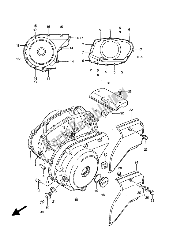 Tutte le parti per il Coperchio Del Carter del Suzuki VS 750 GL Intruder 1985