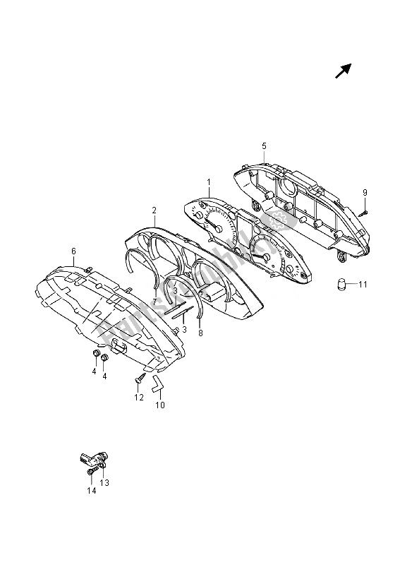 All parts for the Speedometer (an400a E19) of the Suzuki Burgman AN 400 AZA 2014