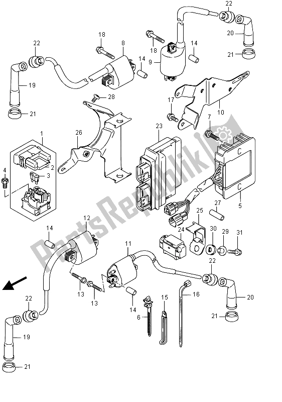 All parts for the Electrical (e19) of the Suzuki VL 800 Intruder 2015