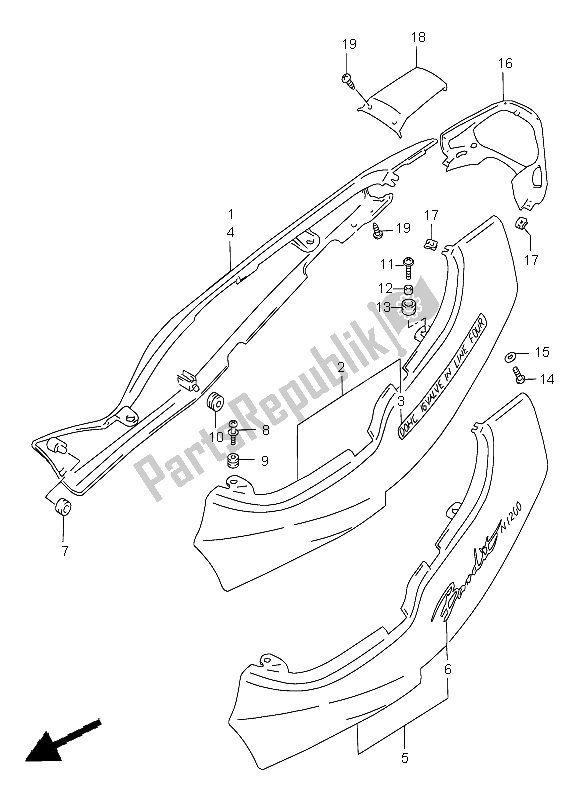 All parts for the Frame Cover (gsf1200-s) of the Suzuki GSF 1200 Nssa Bandit 1998