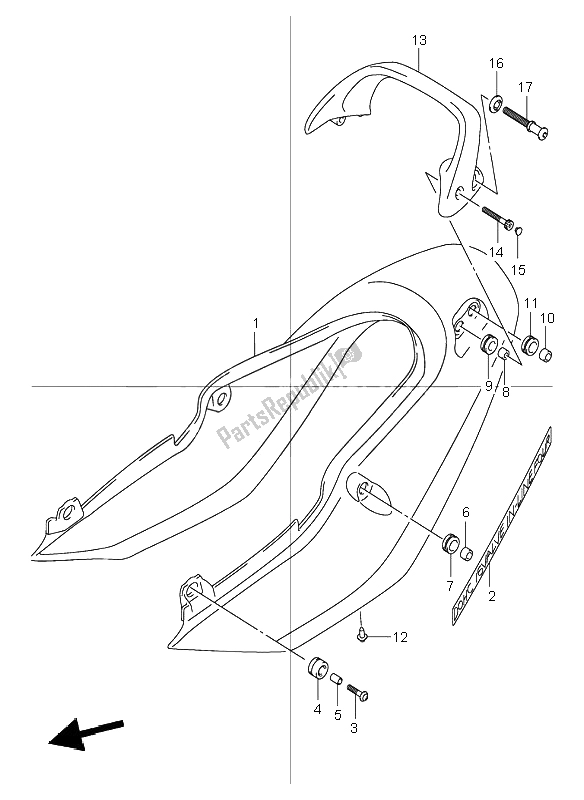 All parts for the Seat Tail Cover (gsf600s-su) of the Suzuki GSF 600 NS Bandit 2000