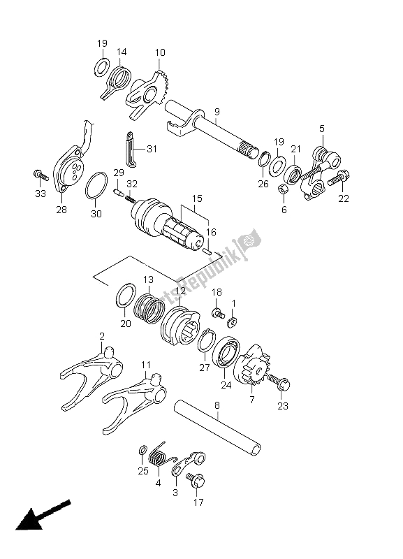 All parts for the Gear Shifting of the Suzuki LT A 500 XPZ Kingquad AXI 4X4 2011