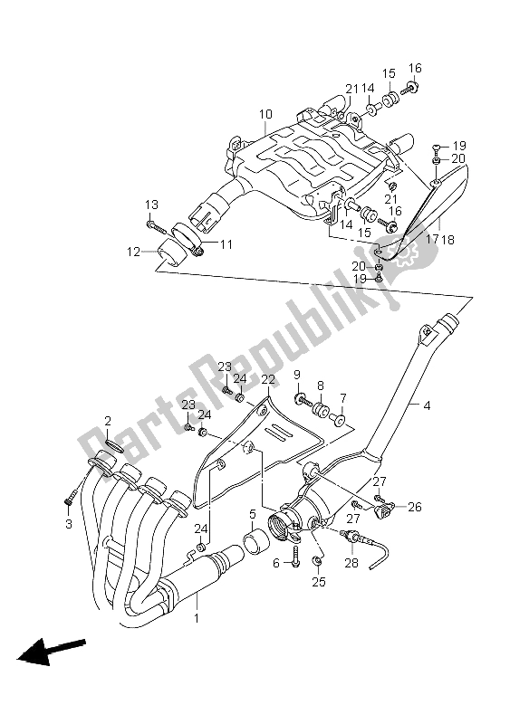 All parts for the Muffler of the Suzuki GSR 600A 2009