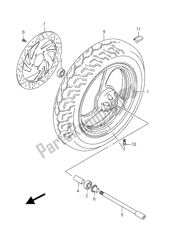 All parts for the Front Wheel of the Suzuki VZ 800 Intruder 2011