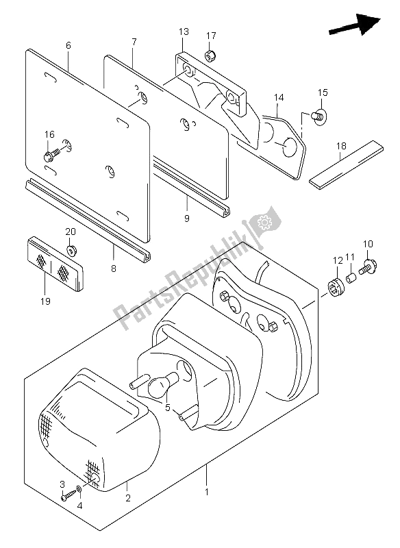 Toutes les pièces pour le Feu Arrière Combiné du Suzuki C 1500 VL 2009