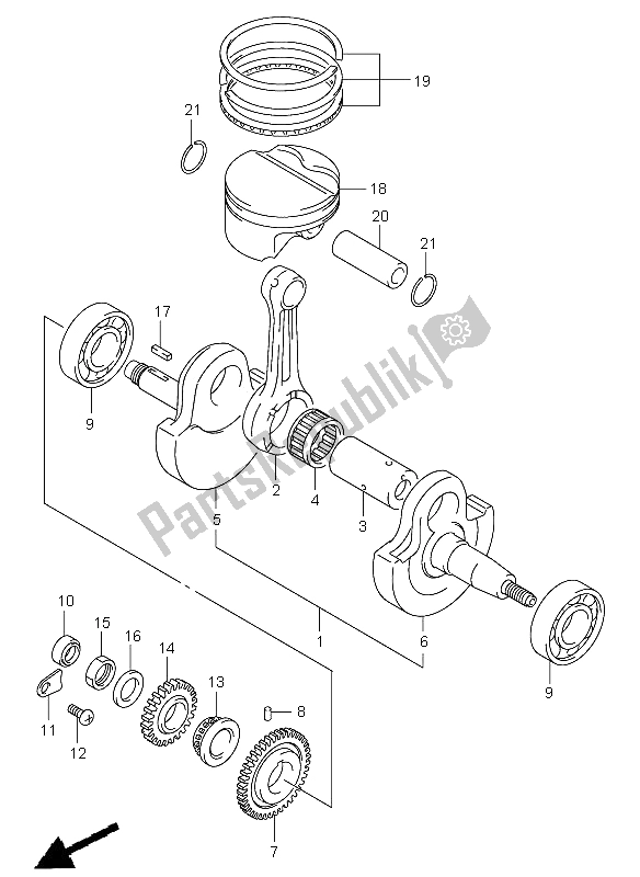 All parts for the Crankshaft of the Suzuki DR Z 400E 2006