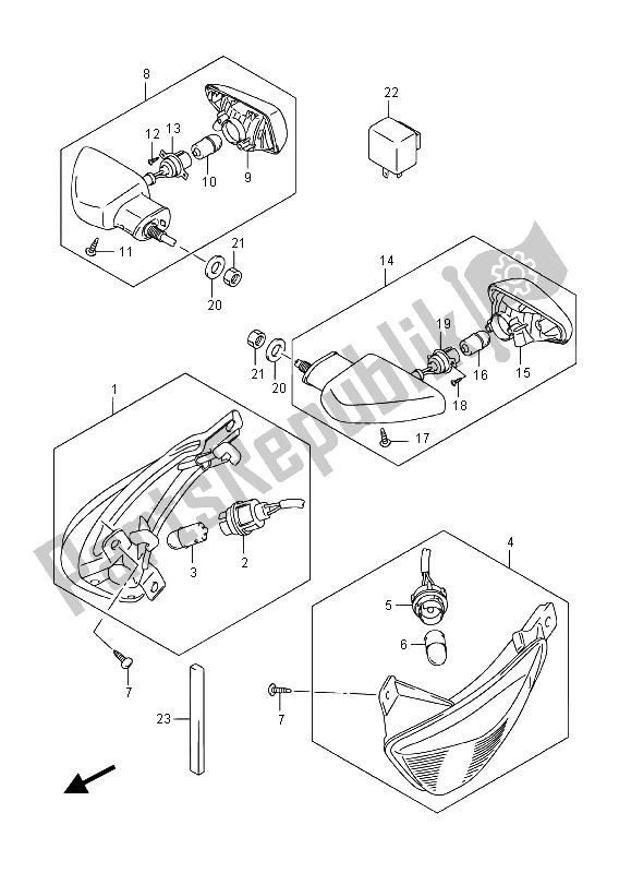 Toutes les pièces pour le Feu Clignotant du Suzuki GW 250F Inazuma 2015