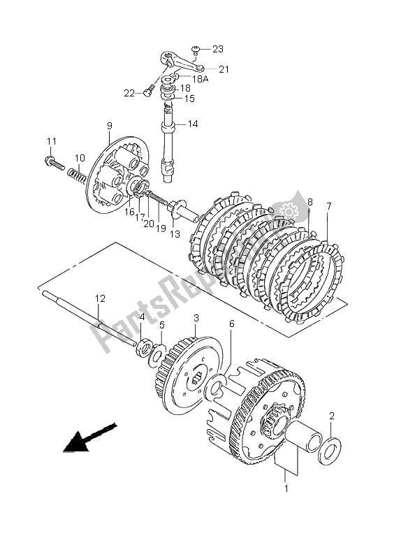 All parts for the Clutch of the Suzuki GN 125E 1997