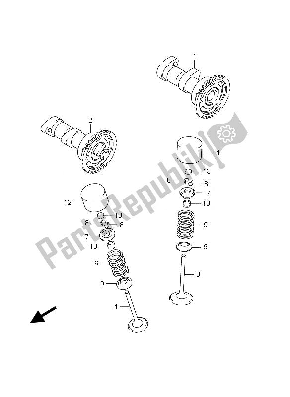 All parts for the Camshaft & Valve of the Suzuki RM Z 250 2010