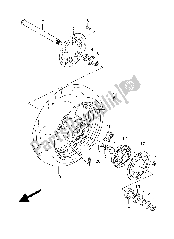 Todas as partes de Roda Traseira do Suzuki GSX R 750 2008