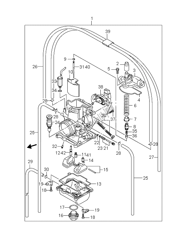 All parts for the Carburetor of the Suzuki RM 250 2007