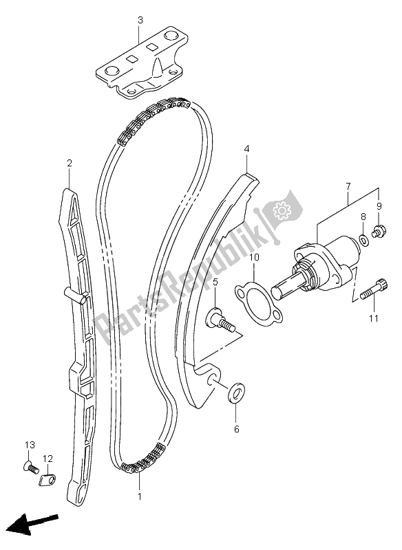 All parts for the Cam Chain of the Suzuki DR Z 400S 2002