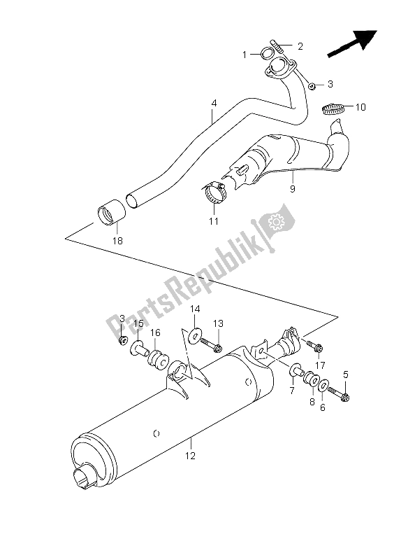 All parts for the Muffler of the Suzuki LT F 250 Ozark 2008