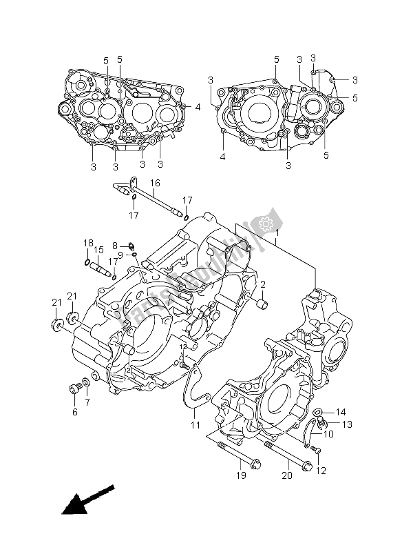 All parts for the Crankcase of the Suzuki DR Z 400 SM 2008