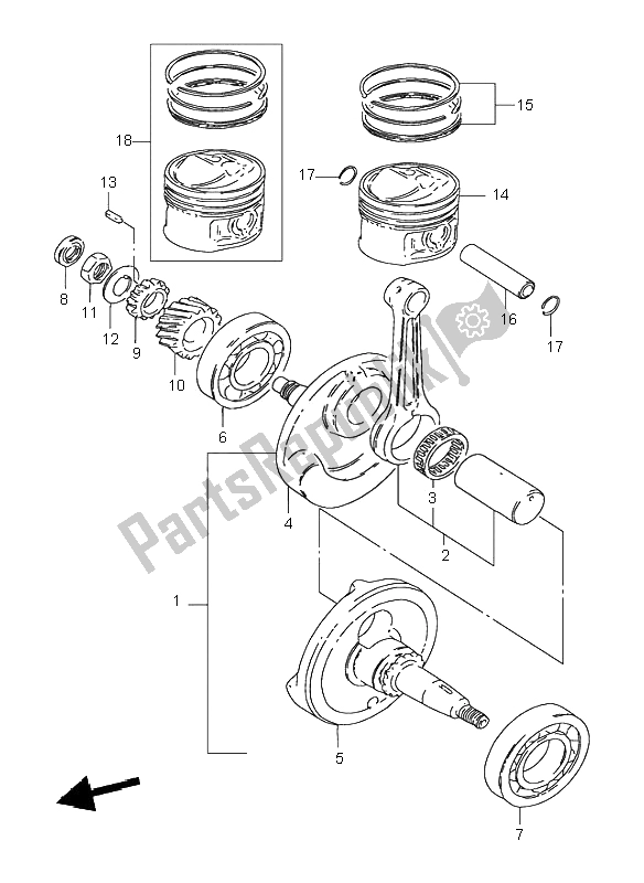 Tutte le parti per il Albero A Gomiti del Suzuki DR 125 SE 2000