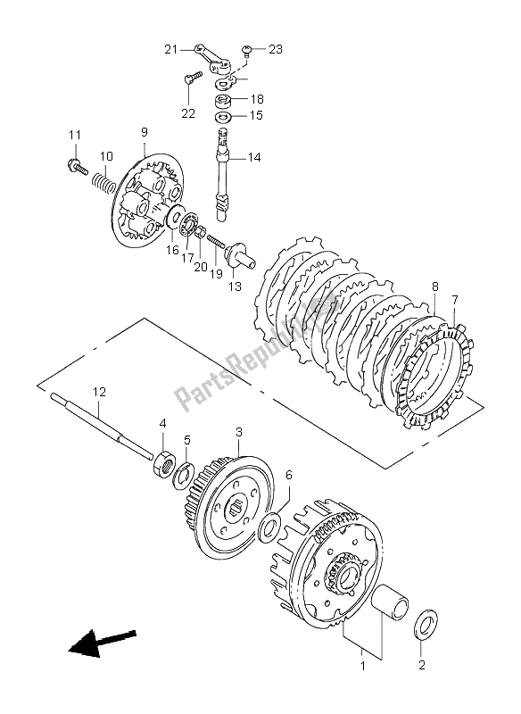 Todas as partes de Embreagem do Suzuki DR 125 SE 1998