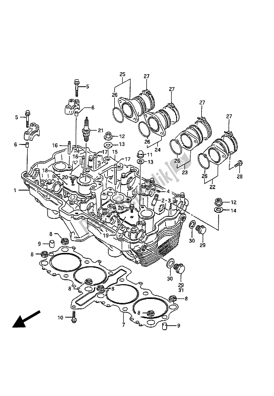 Todas as partes de Cabeça De Cilindro do Suzuki GSX 1100G 1994