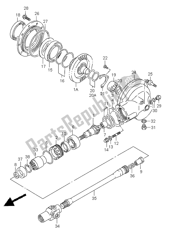 All parts for the Propeller Shaft & Final Drive Gear of the Suzuki VX 800 1996