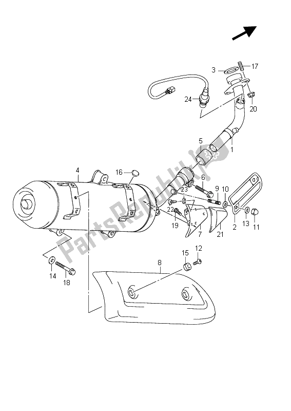 All parts for the Muffler of the Suzuki UX 150 Sixteen 2008