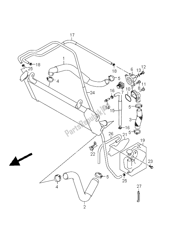 Alle onderdelen voor de Radiator Slang van de Suzuki GSR 750 2011