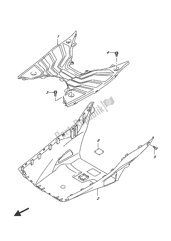 All parts for the Rear Leg Shield of the Suzuki Address 110 2016