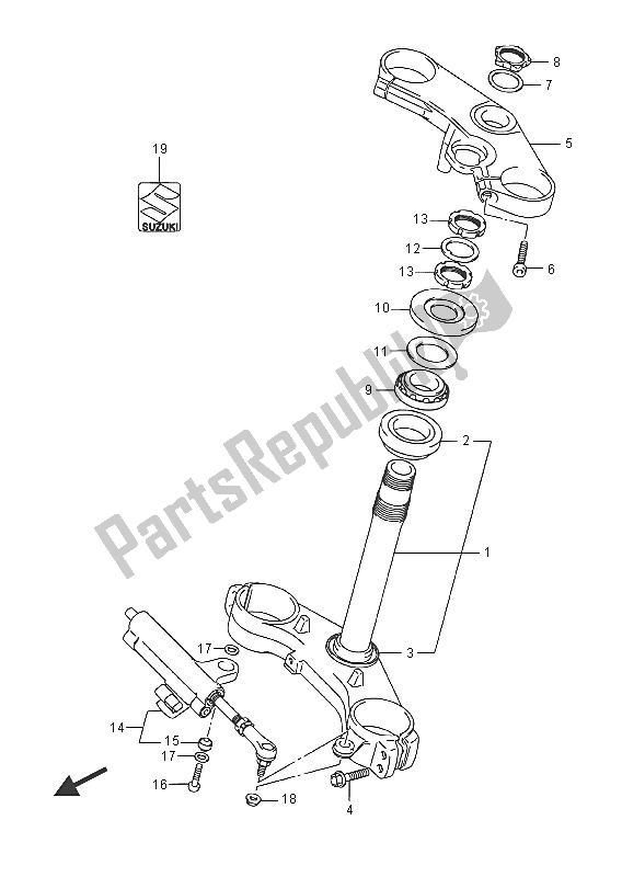 All parts for the Steering Stem of the Suzuki GSX R 600 2016