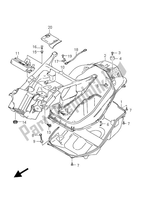 Toutes les pièces pour le Boîte à Casque du Suzuki AN 650A Burgman Executive 2007