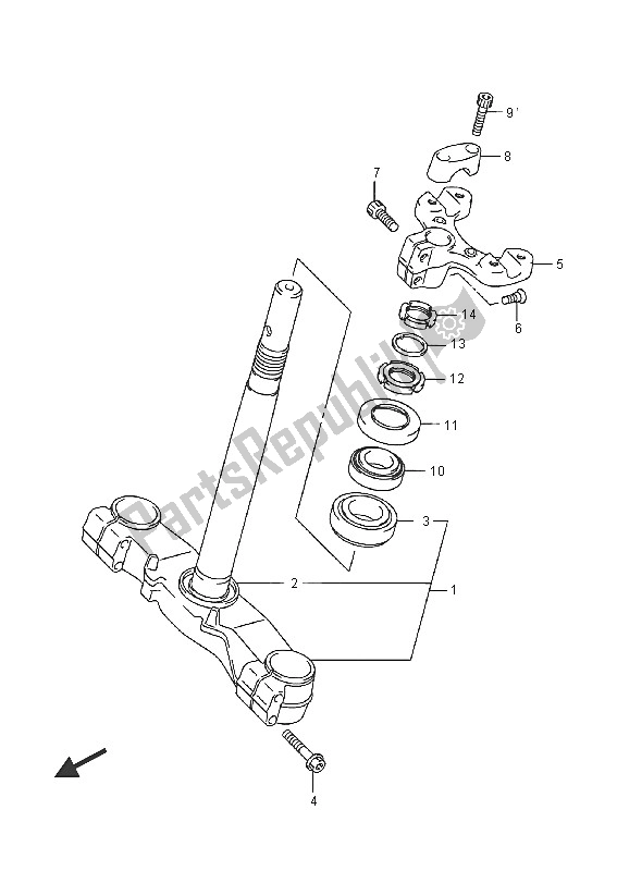 All parts for the Steering Stem of the Suzuki Burgman AN 400 ZZA 2016