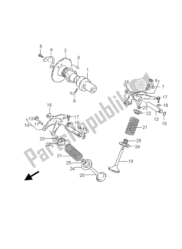 All parts for the Cam Shaft & Valve of the Suzuki GZ 250 Marauder 2006