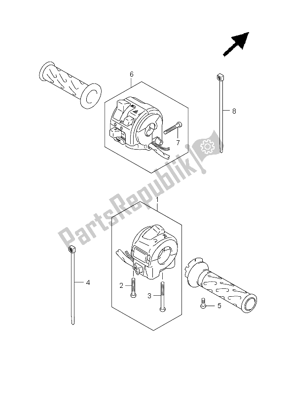 All parts for the Handle Switch of the Suzuki RV 125 Vanvan 2008