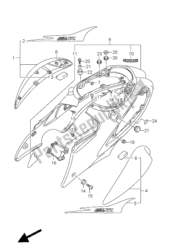 All parts for the Frame Cover (gsx1300ruf E19) of the Suzuki GSX 1300R Hayabusa 2011