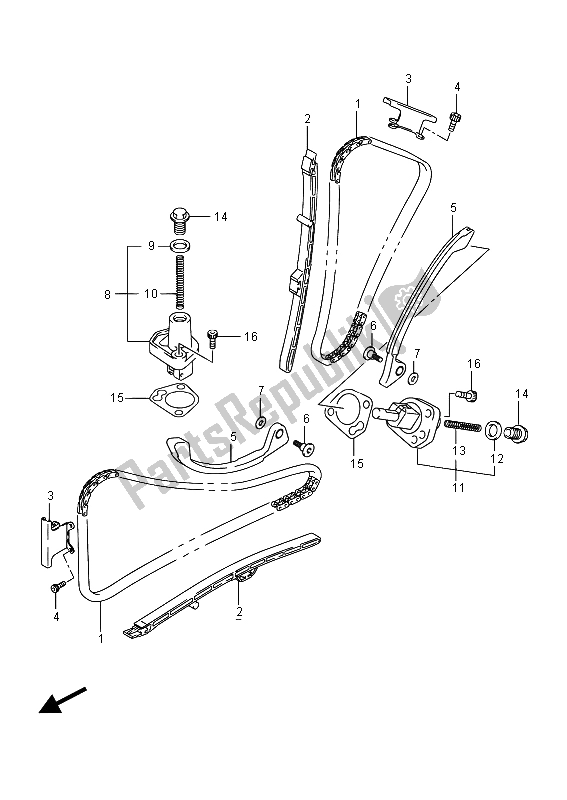 Alle onderdelen voor de Cam Ketting van de Suzuki SFV 650A Gladius 2015