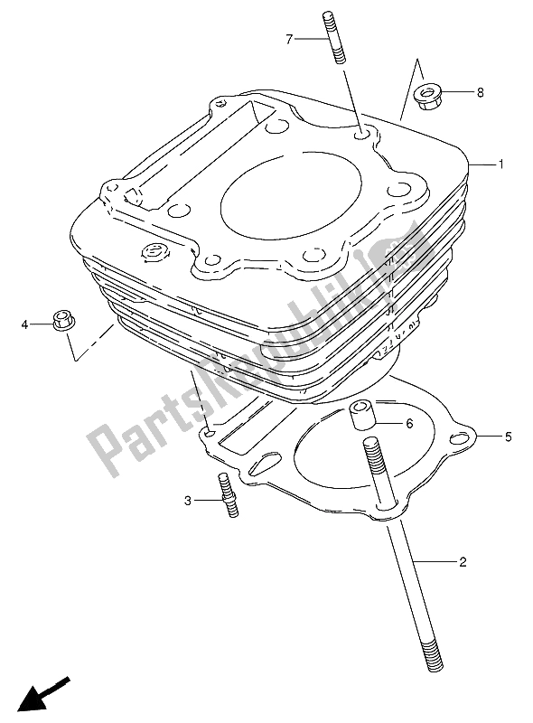 All parts for the Cylinder of the Suzuki GN 250 1989