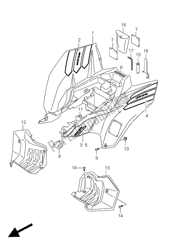 Alle onderdelen voor de Achterspatbord (lt-z400z) van de Suzuki LT Z 400Z Quadsport 2012
