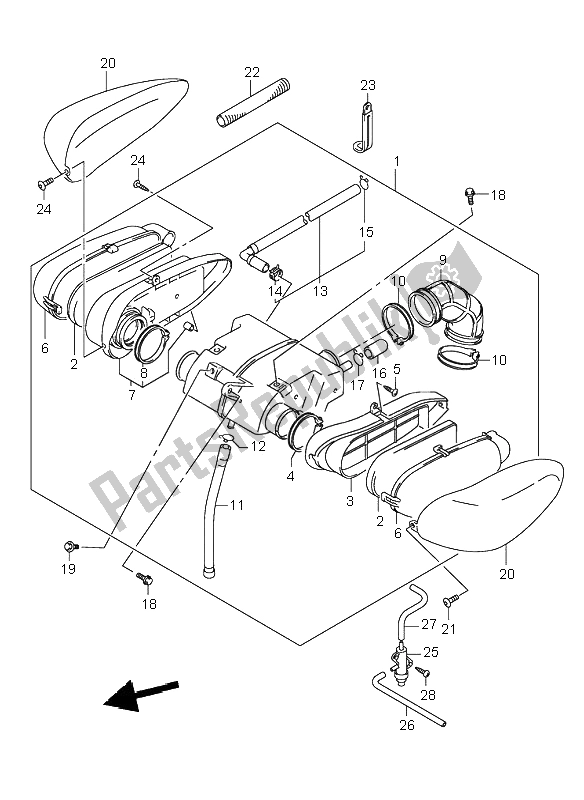Alle onderdelen voor de Luchtfilter van de Suzuki VL 125 Intruder 2002