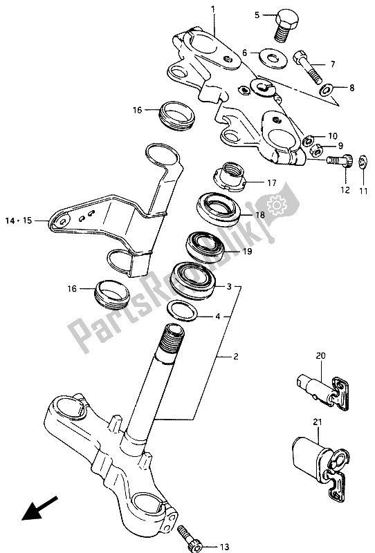 All parts for the Steering Stem of the Suzuki GSX 750 ES 1986