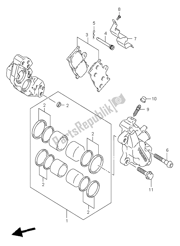 Alle onderdelen voor de Remklauwen Vooraan van de Suzuki GSX R 600 2001