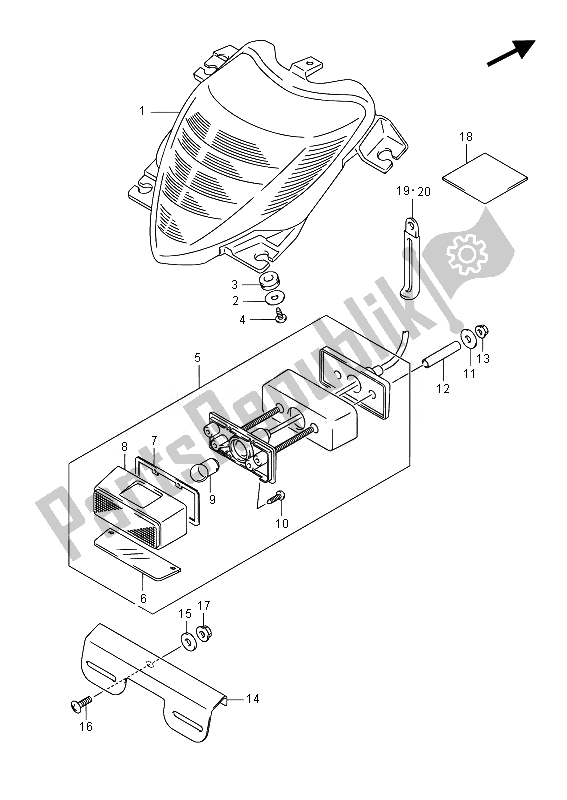 All parts for the Rear Combination Lamp (vzr1800 E02) of the Suzuki VZR 1800 M Intruder 2014