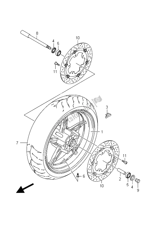 All parts for the Front Wheel (sfv650 E21) of the Suzuki SFV 650A Gladius 2011