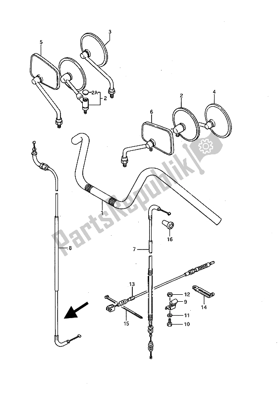 All parts for the Handlebar & Control Cable (ls650p) of the Suzuki LS 650 FP Savage 1989