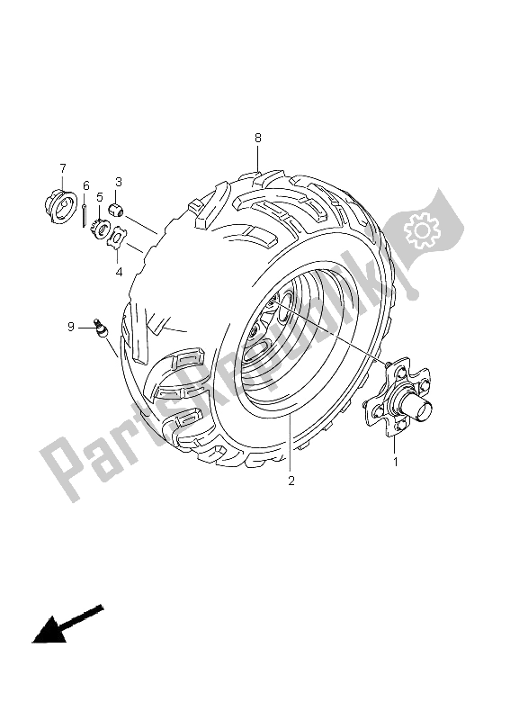 All parts for the Right Rear Wheel (lt-a750xp P17) of the Suzuki LT A 750 XPZ Kingquad AXI 4X4 2012