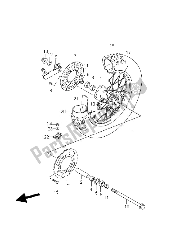 All parts for the Rear Wheel (lw) of the Suzuki RM 85 SW LW 2010