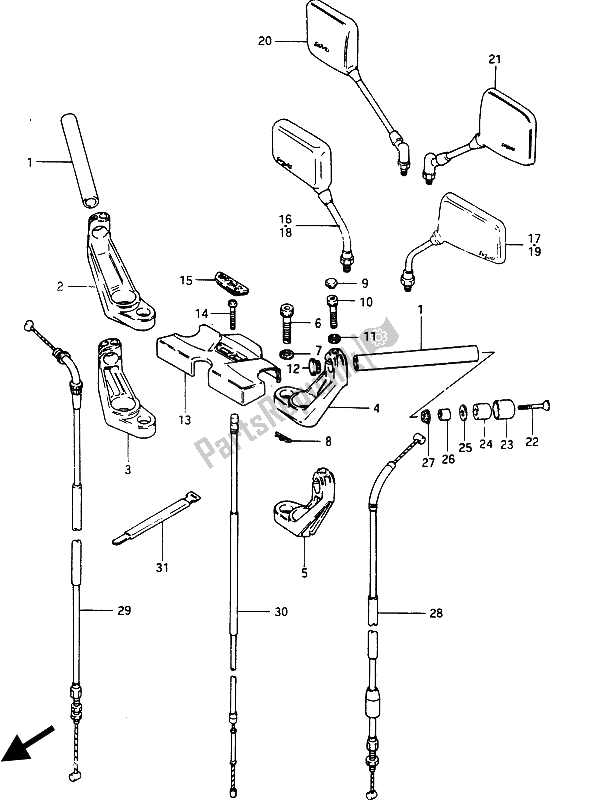 All parts for the Handlebar (gsx750e) of the Suzuki GSX 750 Esefe 1985