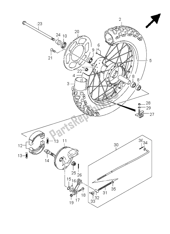 Toutes les pièces pour le Roue Arrière (lw) du Suzuki DR Z 125 SW LW 2006