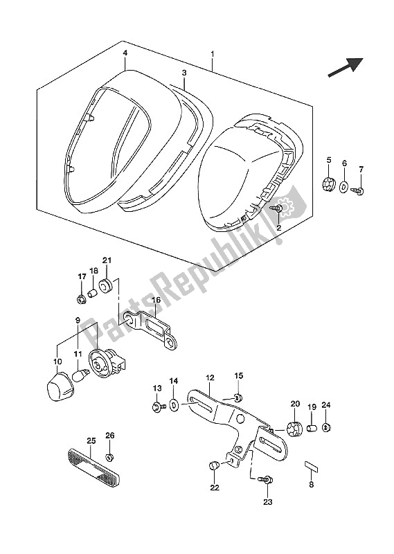 Todas as partes de Luz De Combinação Traseira (vl800 E19) do Suzuki VL 800 Intruder 2016