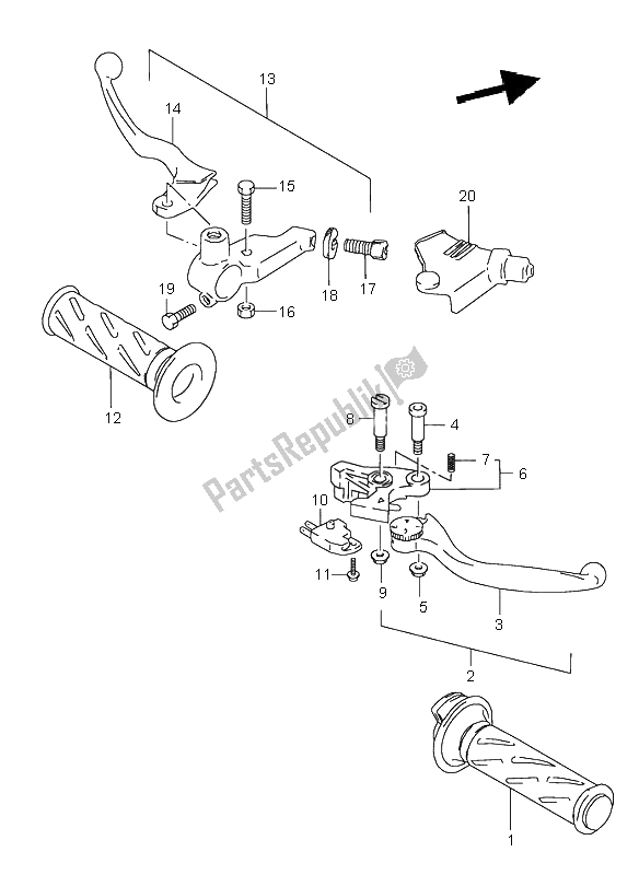 Tutte le parti per il Leva Della Maniglia del Suzuki GSX 750 1998